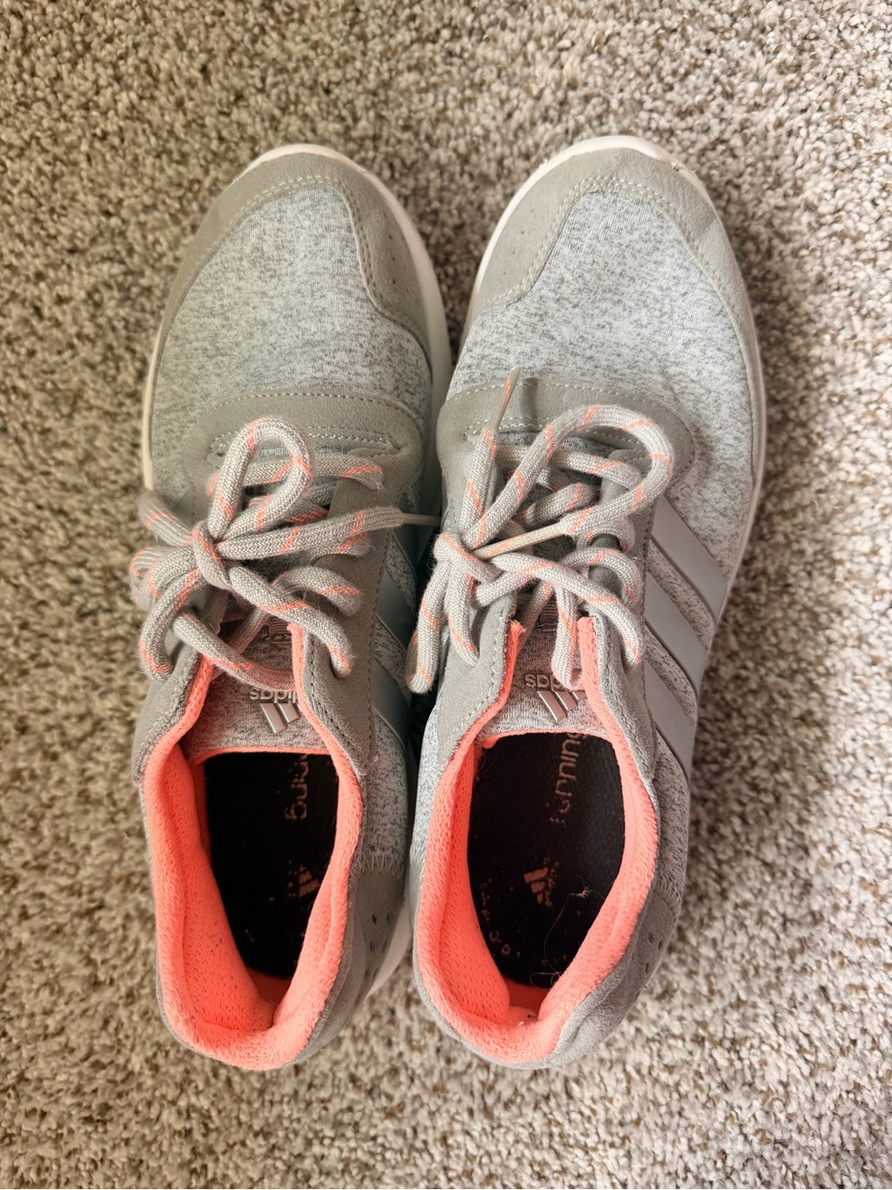 adidas Women's Light Gray Athletic Sneakers with Coral Interior